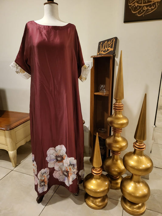 Burgandi silk maxi