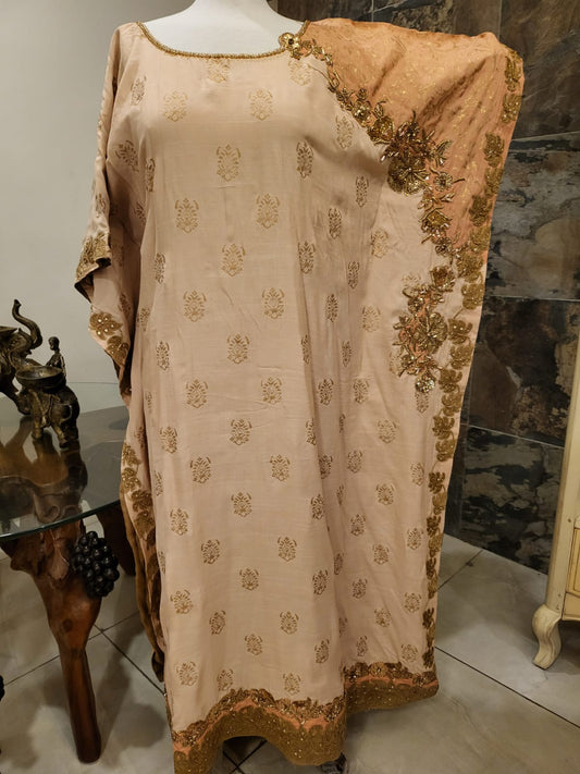 Handcrafted Raw Silk Kaftaan